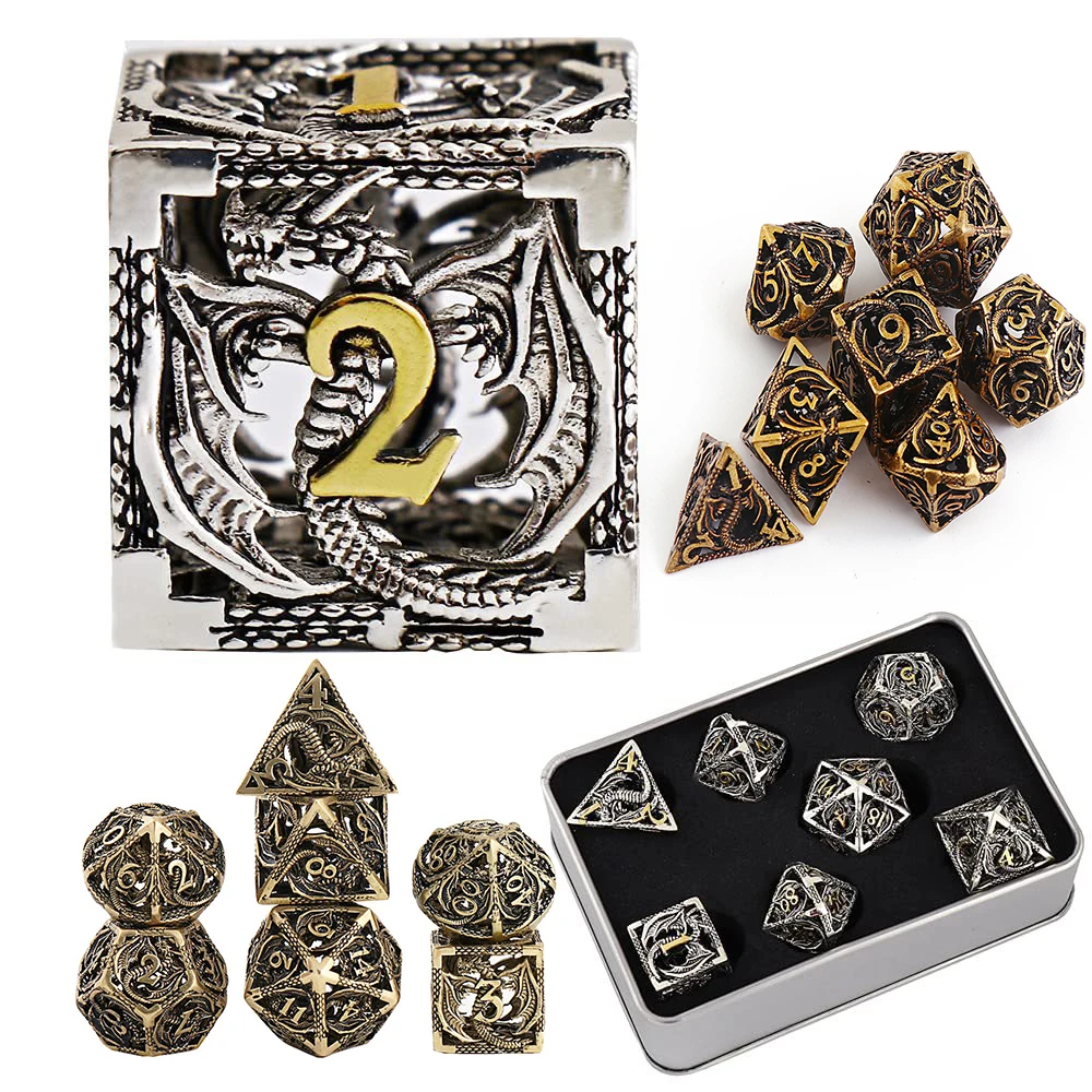 

Metal Dice DND Set Role-Playing D&D 7 Pure Copper Hollow Polyhedral Dice Suitable for Dungeons and Dragon RPG Dungeon Dragon