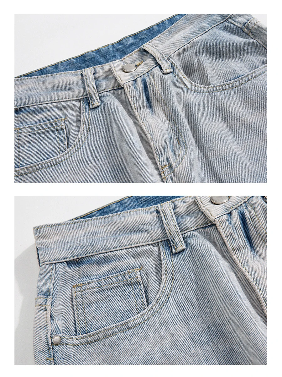 Four Seasons Men's Tie Dye Y2K Jeans High Street Straight Wide Leg Pants Fashion Streetwear Ins Hot Selling Men's Denim Pants