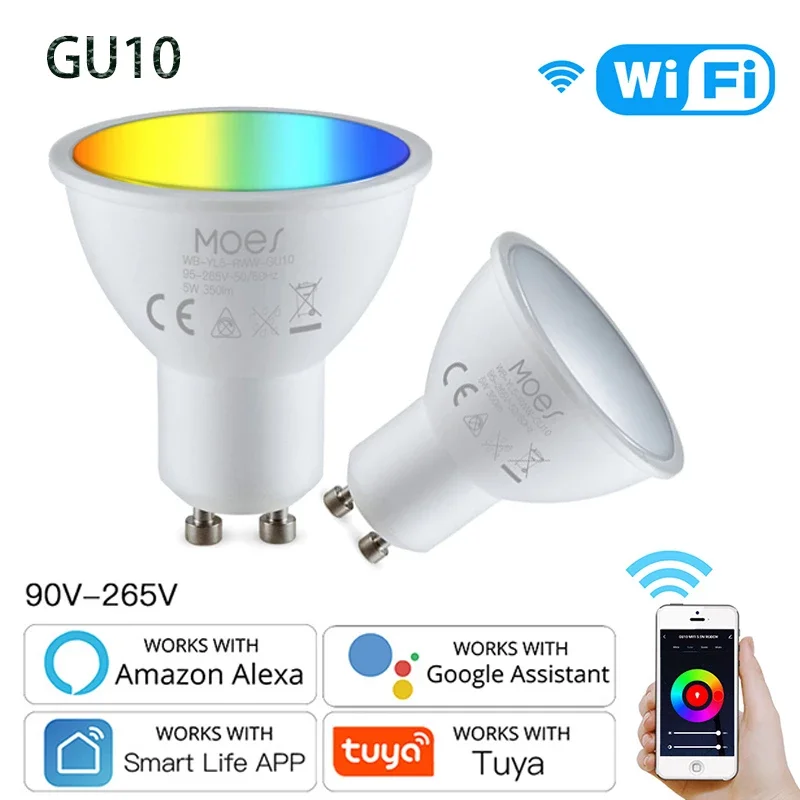 

Умсветильник светодиодные лампы Tuya ITEAD GU10 с Wi-Fi, приглушаемые светильники с дистанционным управлением, работает с Alexa Google Smart Shiny Life, 5 Вт