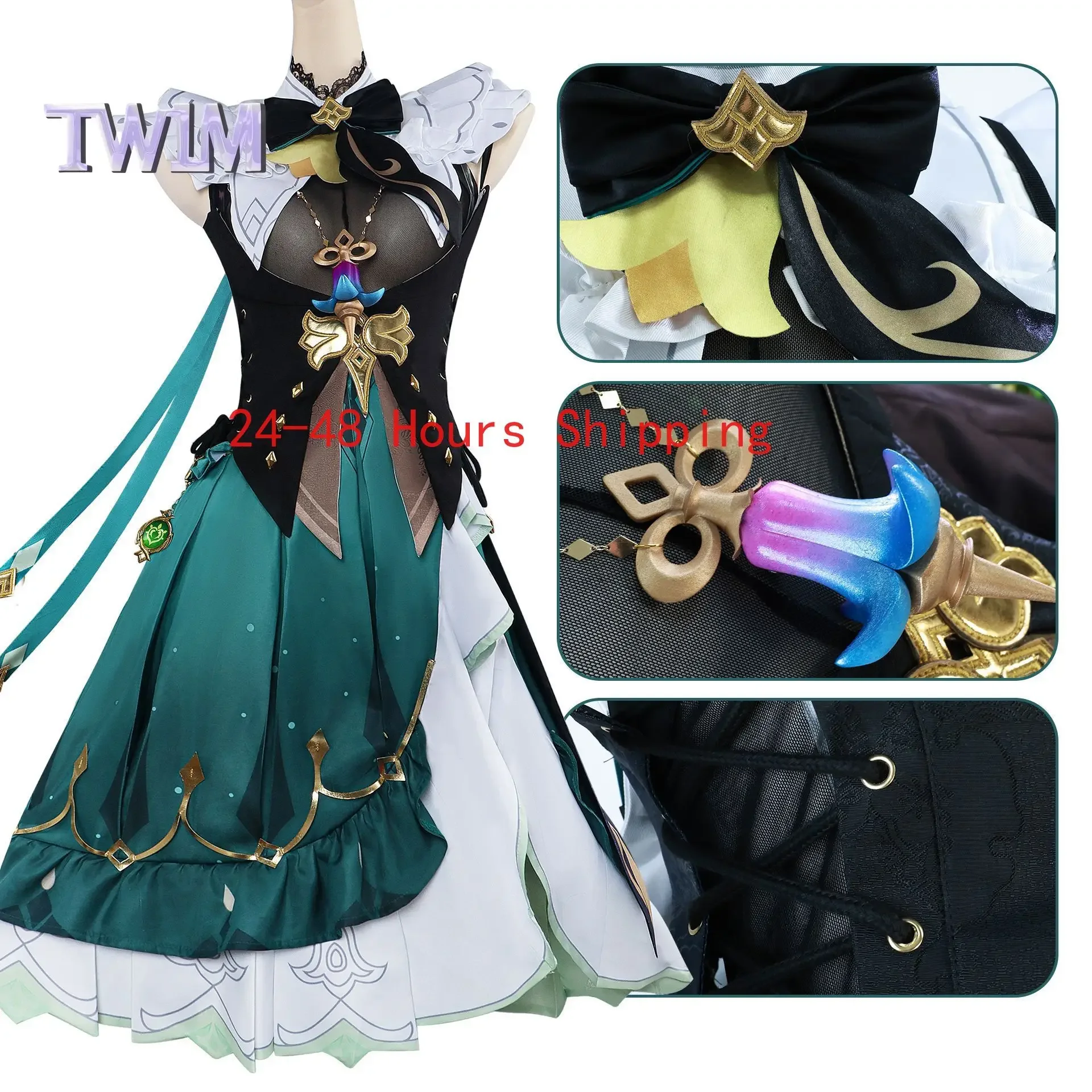 New Game Genshin Impact Emilie Cosplay Costumes Full Set Top Skirt Hat Wig Shoes Women Halloween Carnival Party Performance Suit