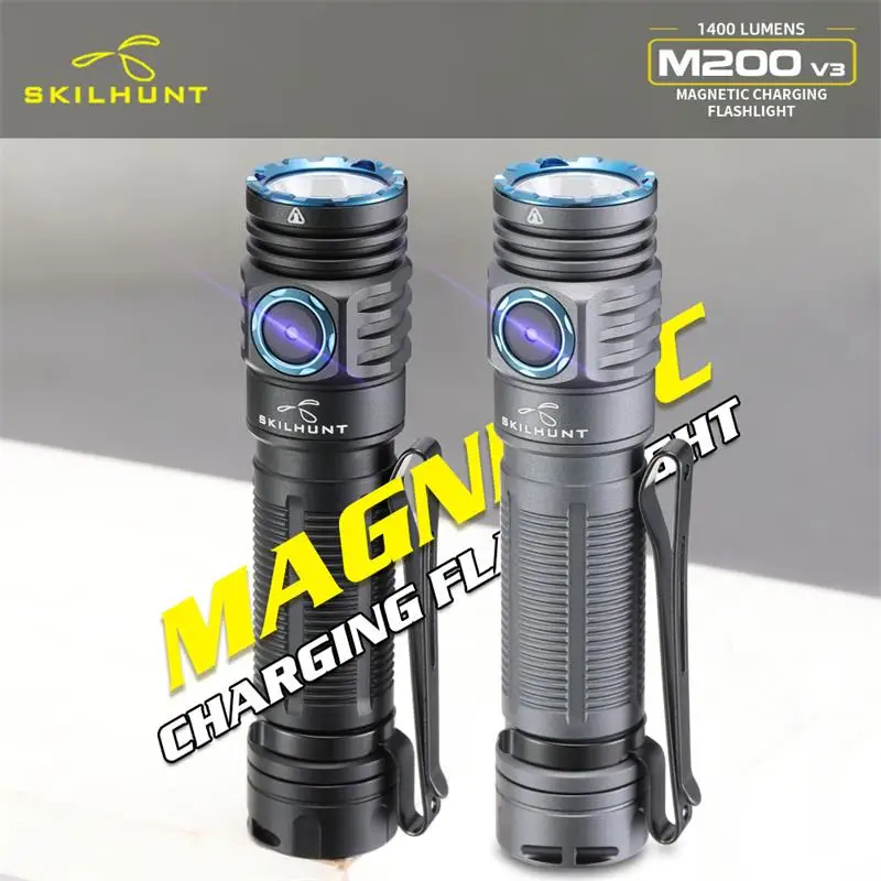 Фонарик SKILHUNT M200 V3 с магнитной зарядкой, 1600 лм, 18650, USB, яркий мини-фонарь для повседневного использования