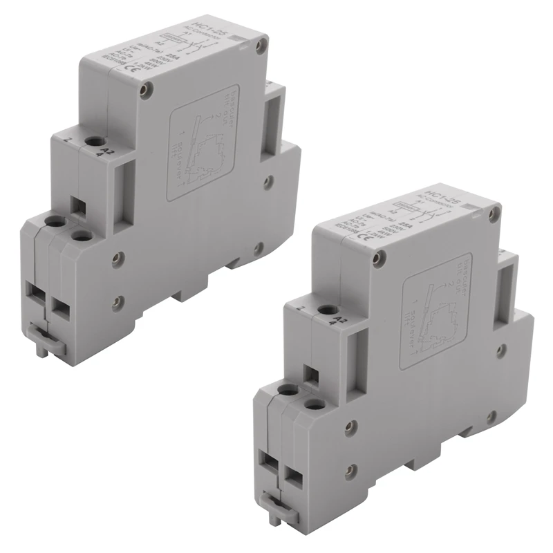 

2 контактора переменного тока 240 В 25 А 2P, закрытый внутренний DIN-рельс 35 мм