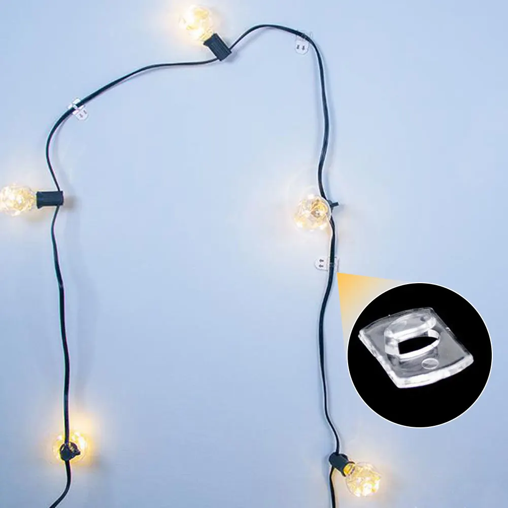 60pcs Mini Clear Lightweight For String Light Decorating Hook Adhesive Reusable