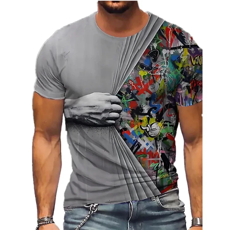 

2022 verano nueva camiseta suelta estilo Harajuku de manga corta fantasma garra camisa de impresión 3D hip-hop ropa de moda vera