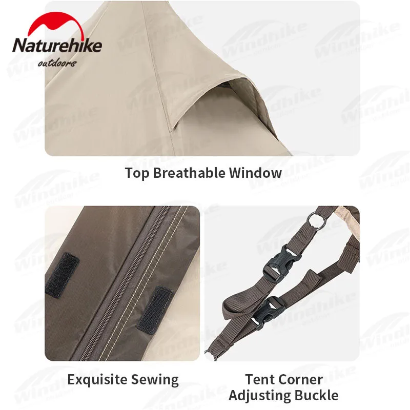 Naturehike 150D Оксфорд Ткань восьмиугольная Пирамида палатка 5-8 человек ветрозащитная