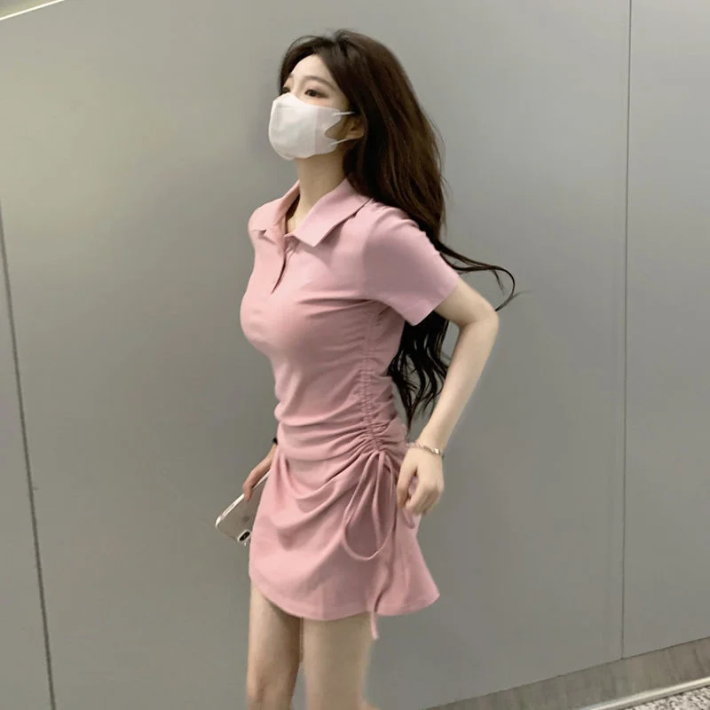 

ILARES Pink Elegant Dresses for Women 2022 Corset Dress Sexy Dresses Woman Korean Fashion Summer Casual Women's Vintage Clothing