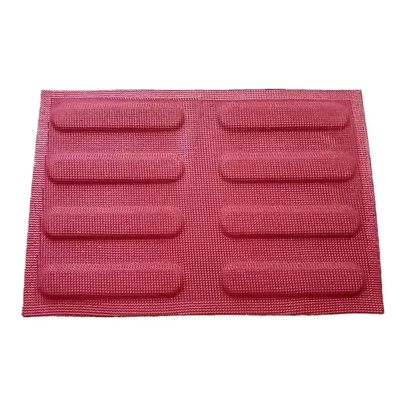 

1Pc 8-Cavity Silicone Mold Bread Molds For Baking Mini L’Éclair de Gén Baking Pan Eclair Molds Breathable Red
