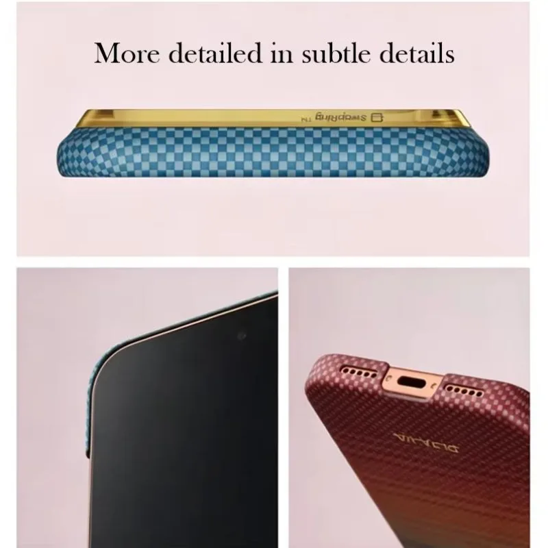 Фото Чехол PITAKA из углеродного волокна для iPhone 17 Pro Max/17 Pro/Air, кевларовый, с поддержкой беспроводной зарядки, магнитный, ультратонкий №5