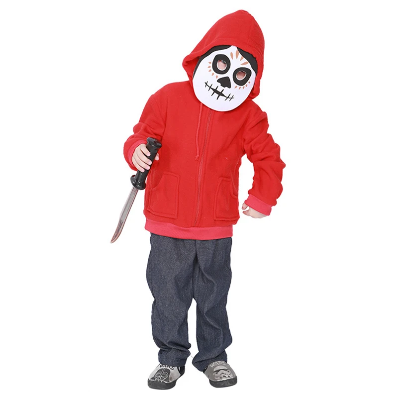 Unisex Boys Skull Jacket Pants Mask Set Halloween Costume Coco Miguel Costume For Kids images - 6