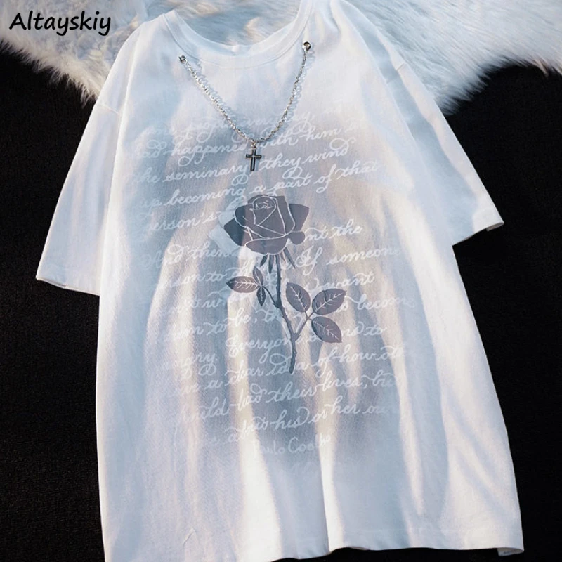 

Футболка женская с коротким рукавом, Повседневная модная винтажная в европейском стиле, с принтом Ins Y2k для пары в стиле унисекс