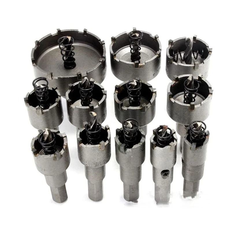 

X37E 12Pcs Hole Saw Set Carbide Hole Cutter Set Metal Fit for Plastic Wood Stainless Steel Copper