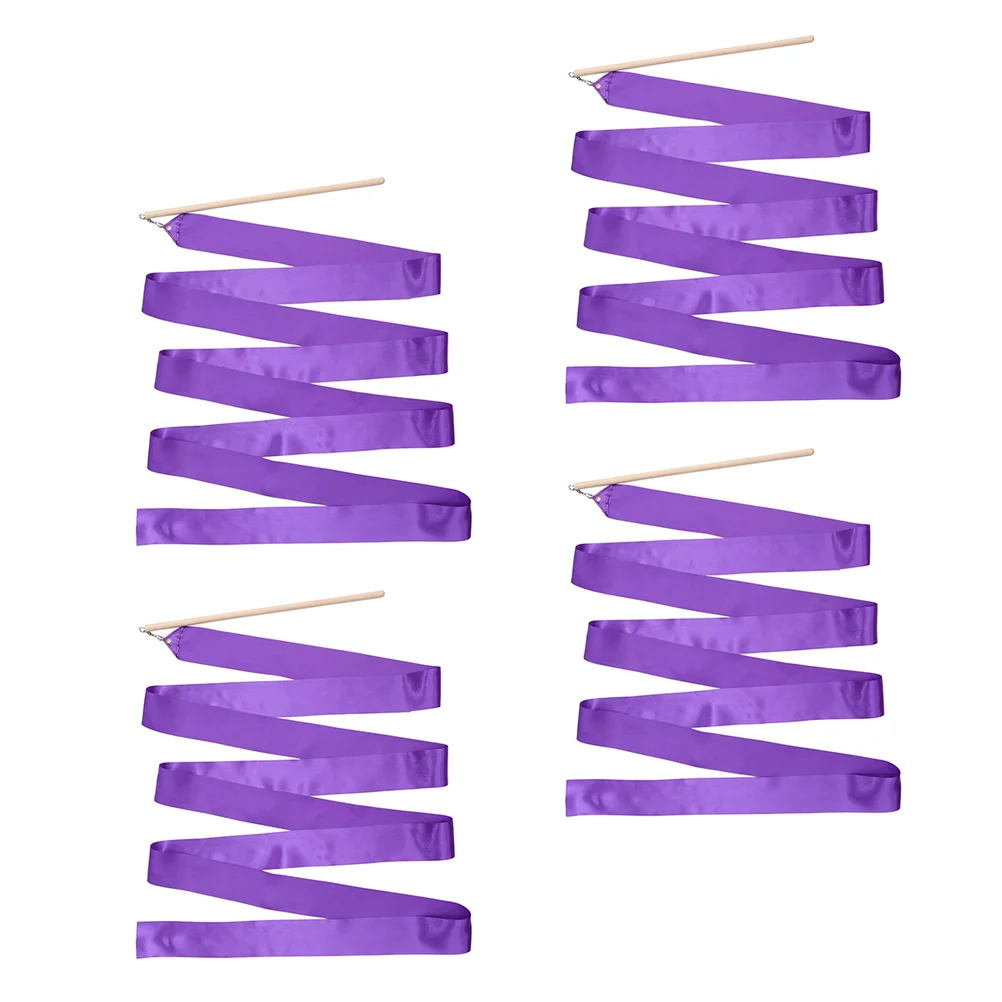 

4 Pcs Kites Adults Gymnastics Ribbon Performance Streamer Wand Purple Child