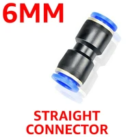20pcs 6mm hose tube union straight reducer one touch air pneumatic push in pipe fitting quick connector for 14 tubing