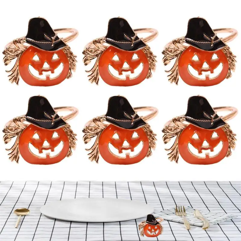 

Christmas Thanksgiving Halloween Dinner Table Pumpkin Napkin Rings Holder Kitchen Cloth Napkin Holders 6PCS