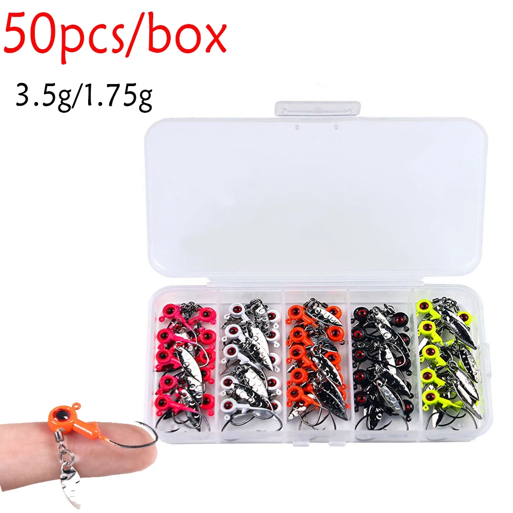 

50pcs Fish Hook Barbed 1.75g 3.5g Fishhooks With Hole Jig Carp Fly Fishing Hook Set Kit Worm Pesca Hooks Fishing Tackle