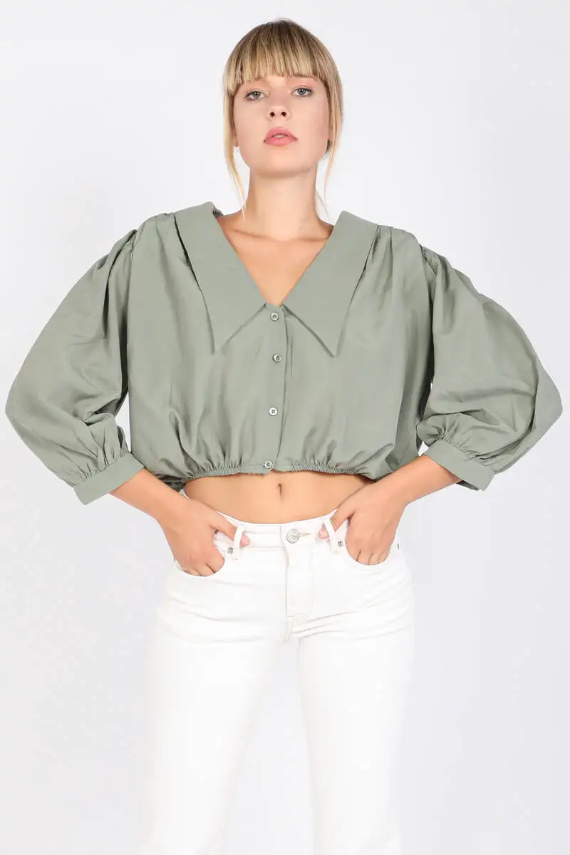 

Women's Shoulder Pads Vintage Plain Shirt