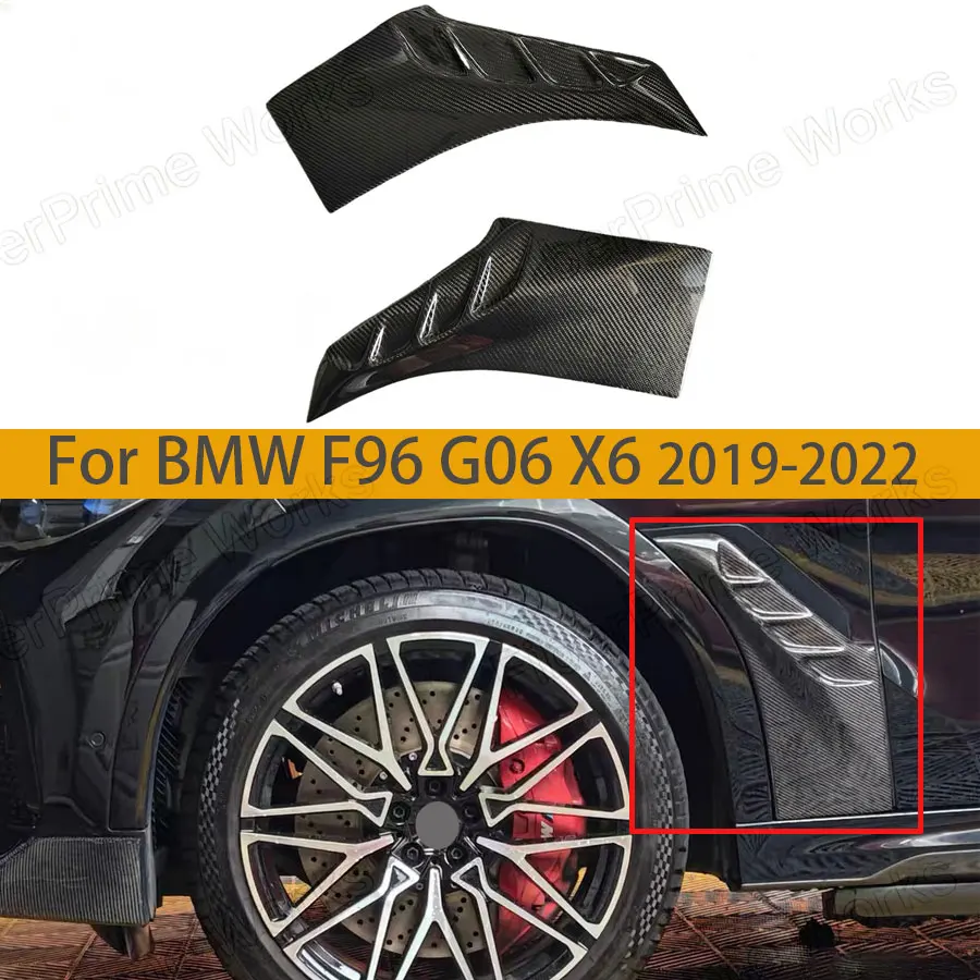 Фото Декоративные накладки на передние воздухозаборники из карбона и FRP для BMW F96 G06 X6 2019-2022, комплект для стайлинга кузова. №1