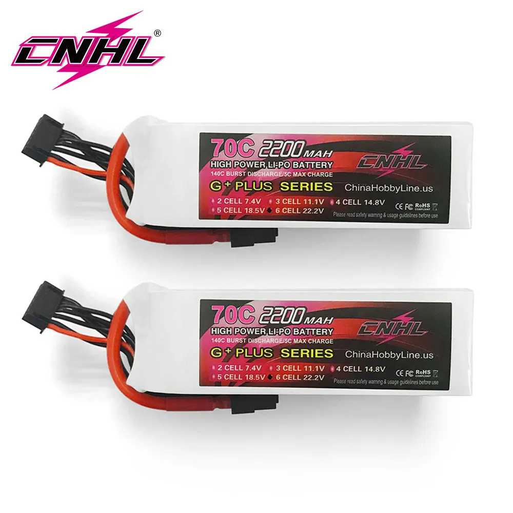 2 шт. CNHL 6S Lipo аккумулятор 2200 мАч 22,2 в 70C с разъемом XT60 для радиоуправляемого самолета квадрокоптера вертолета дрона FPV автомобиля лодки гоночного хобби