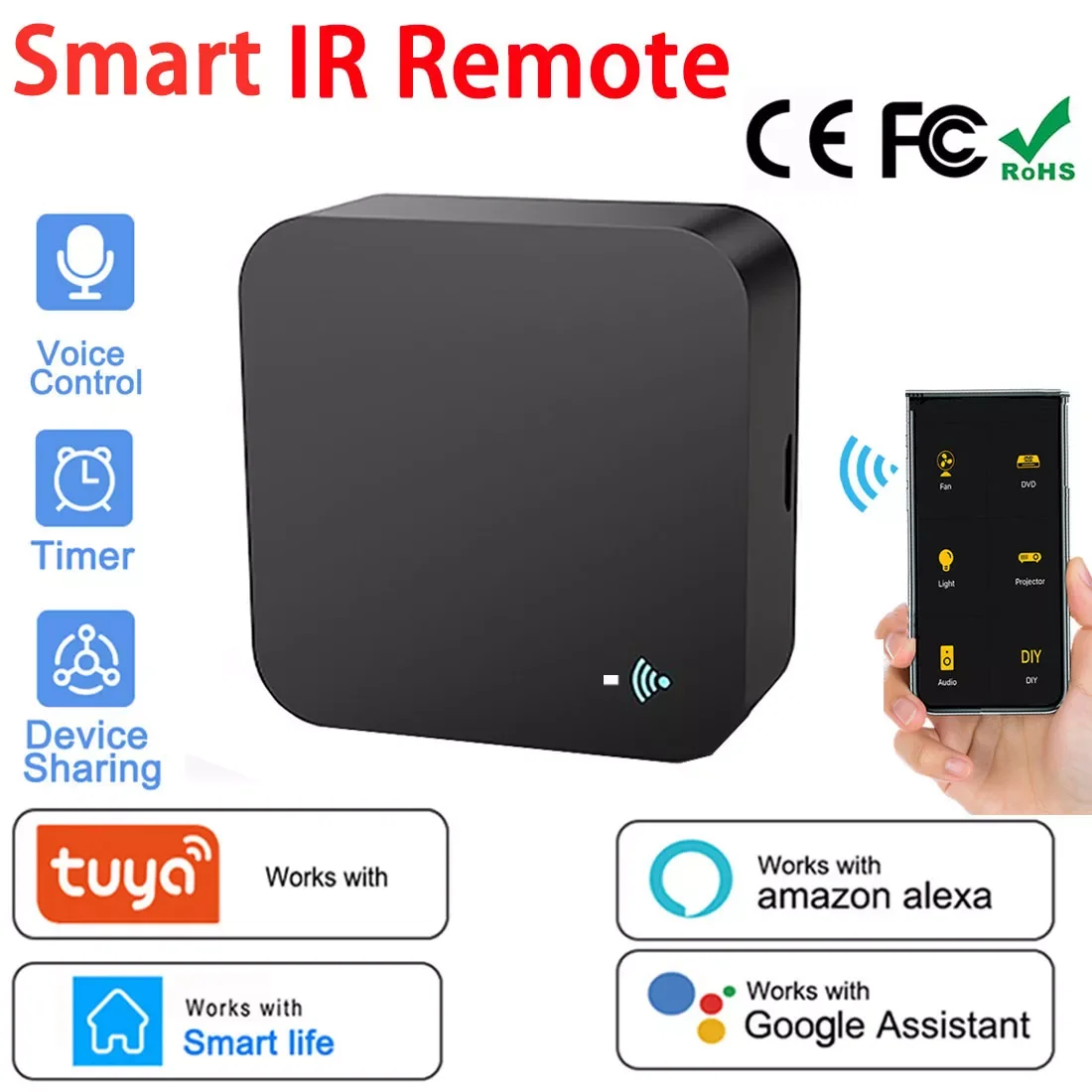 

IR Remote Control Smart wifi Universal Infrared Tuya for smart home Control for TV DVD AUD AC Works with Amz Alexa Google Home
