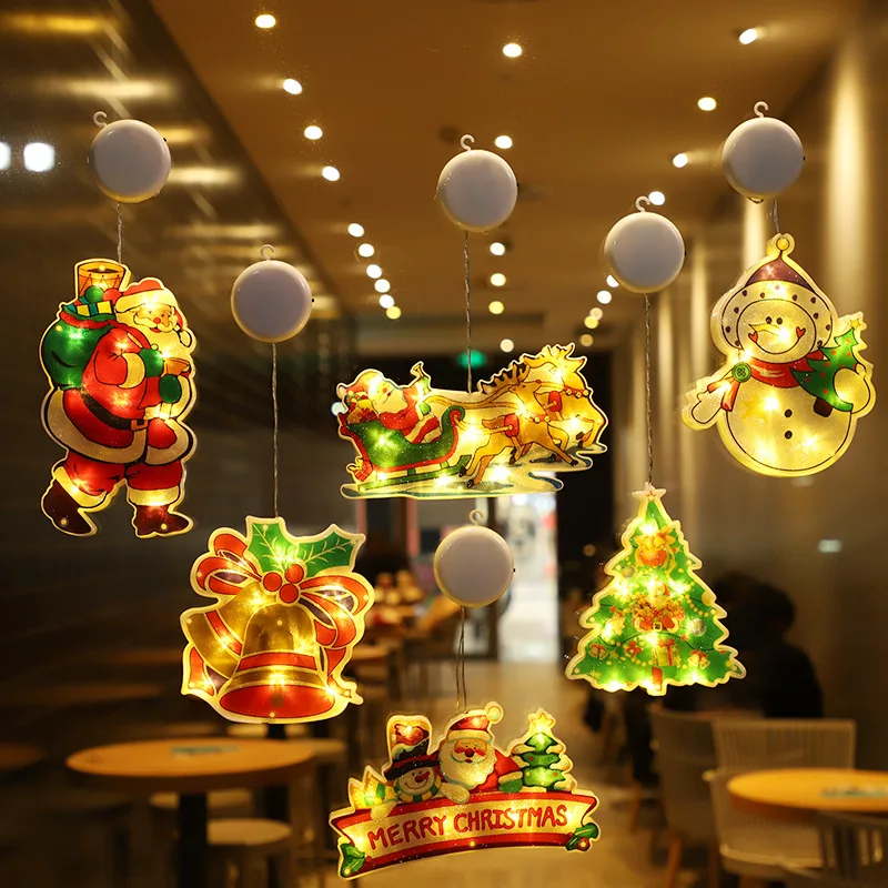 

Xmas Ornament Window Hanging LED Light Suction Cup Home Decor Holiday Stuff Fun Party Showcase Cute Christmas Decoration