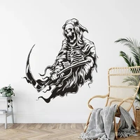 grim reaper character vinyl wall stickers skeleton death horror style vinyl decals home interior decor adhesive poster dw13563