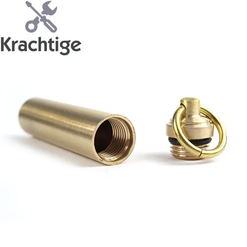 

Krachtige Outdoor Brass Waterproof Mini Pills Box Travel EDC Gear Equipment Camping Tools Medicine Tablet Case Holder
