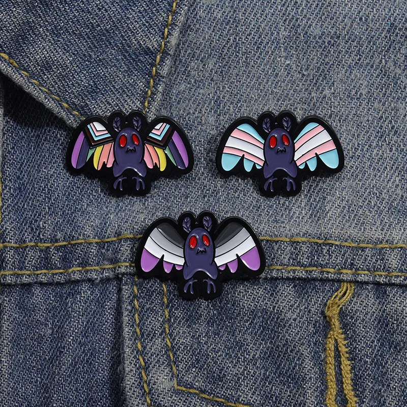 Эмалированные заколки Mothman на заказ ЛГБТ Радуга броши лацкан значки панк