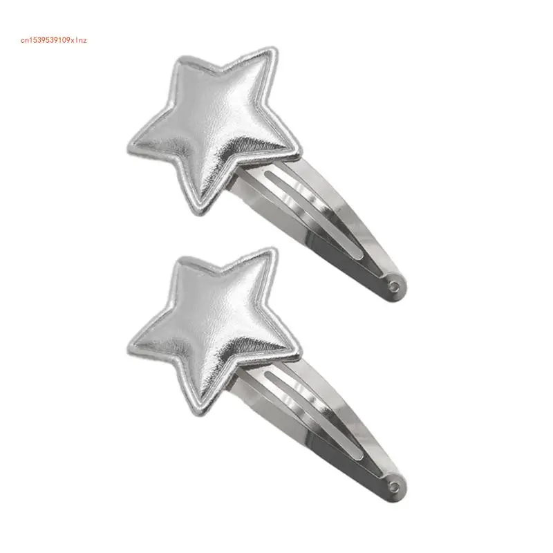 

Clip Sweet Cool Girl Five-pointed Leather Hairpin Clip Clip Bangs