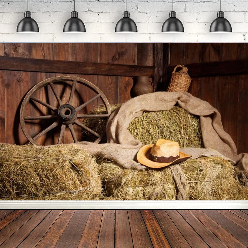 

Фон для фотосъемки с изображением старого сарая ковбойская шляпа с изображением заднего колеса баннер для детей и взрослых реквизит для студийной съемки