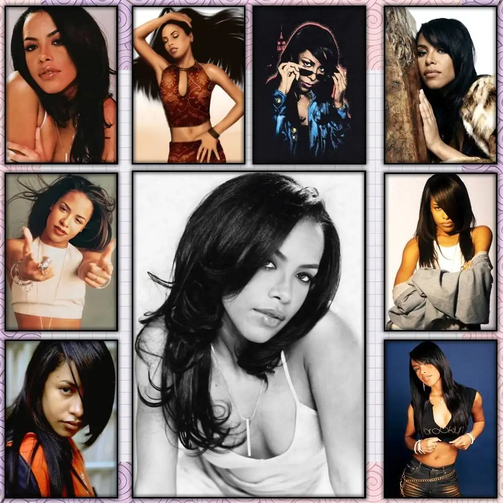 Фото Классический ретро-постер A-Aaliyah y2k с HD-печатью, самоклеящаяся художественная водонепроницаемая бумажная наклейка, декор для стен кофейни, бара, комнаты №1
