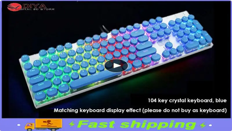 

Retro Round Punk 87/104 Keys Transparent Crystal Transparent Style Abs Keycap Key Cap Mechanical Keyboard Cap Keycap Set