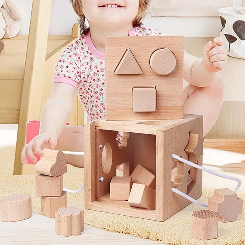 

Игрушка Монтессори для детей 1, 2, 3 лет и малышей, обучающая игрушка, 15 блоков, сочетающаяся форма игра, головоломка для мозга, игрушка
