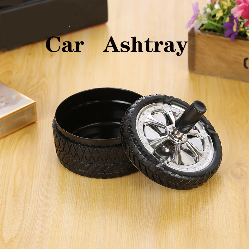 

Universal Ashtray For Car Tire Design Ash Tray for Decoration Smoking Accessories Windproof Push Down Rotation Ashtray With Lid