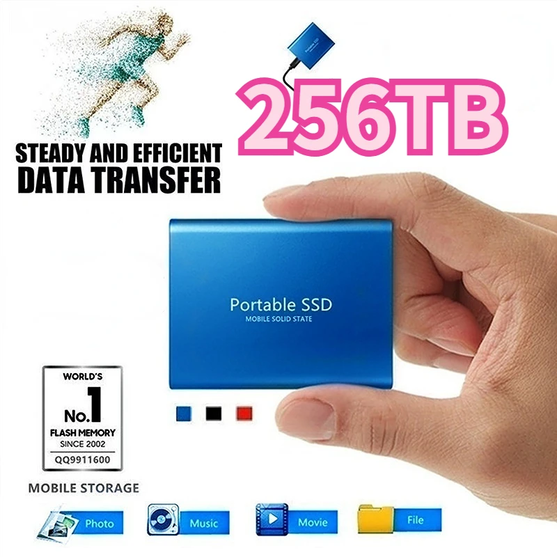 

Portable SSD Type-C USB 3.1 8TB 16TB 32TB 64TB SSD Hard Drive 128TB External SSD M.2 for Laptop Desktop SSD Flash Memory Disk
