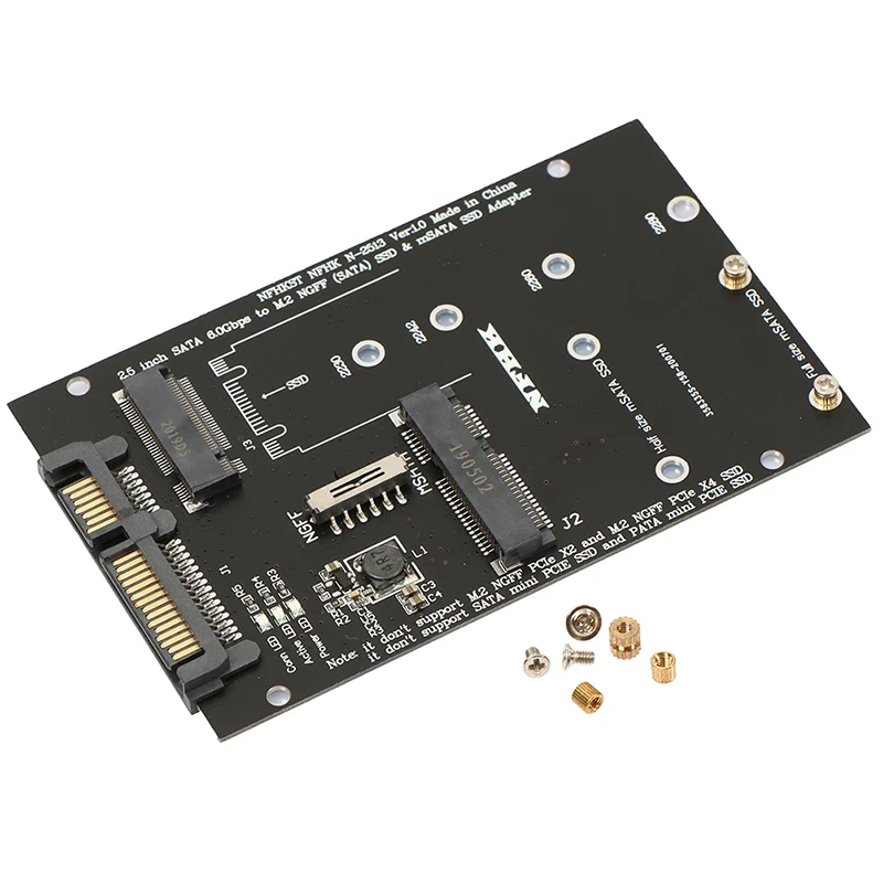 

M.2 NGFF MSATA SSD To 2.5” SATA 3.0 Adapter 2 In 1 Converter Card For PC Laptop