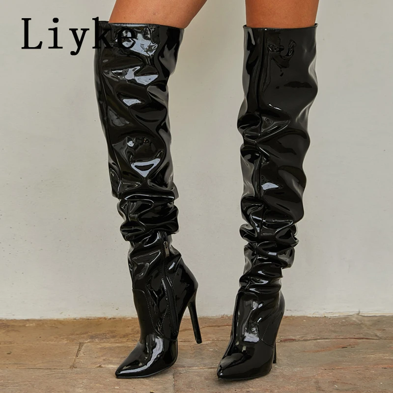 Sexy Pointed Toe Zip Thin Heels Shoes 