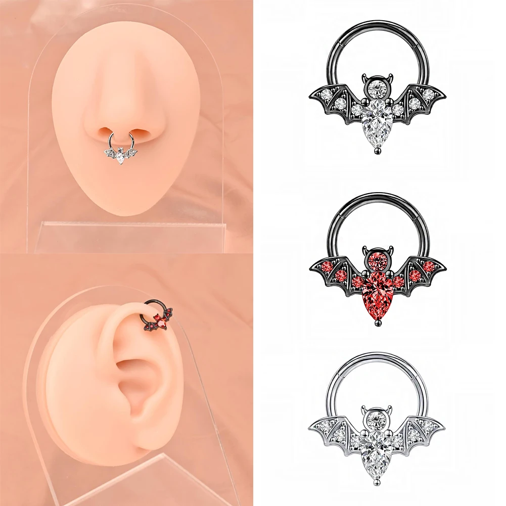 

Bat Nose Piercing Ring Nase Septum Piercing Ring Stainless Steel Nariz Piercing Ear Cartilage Tragus Goth Piercing Nez Opal