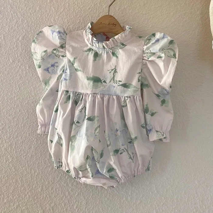 

Baby Girls Children Puff Sleeve Princess Romper Korean Kids Clothing Baby Jumpsuit Spring Girls Infant Girl Clothes