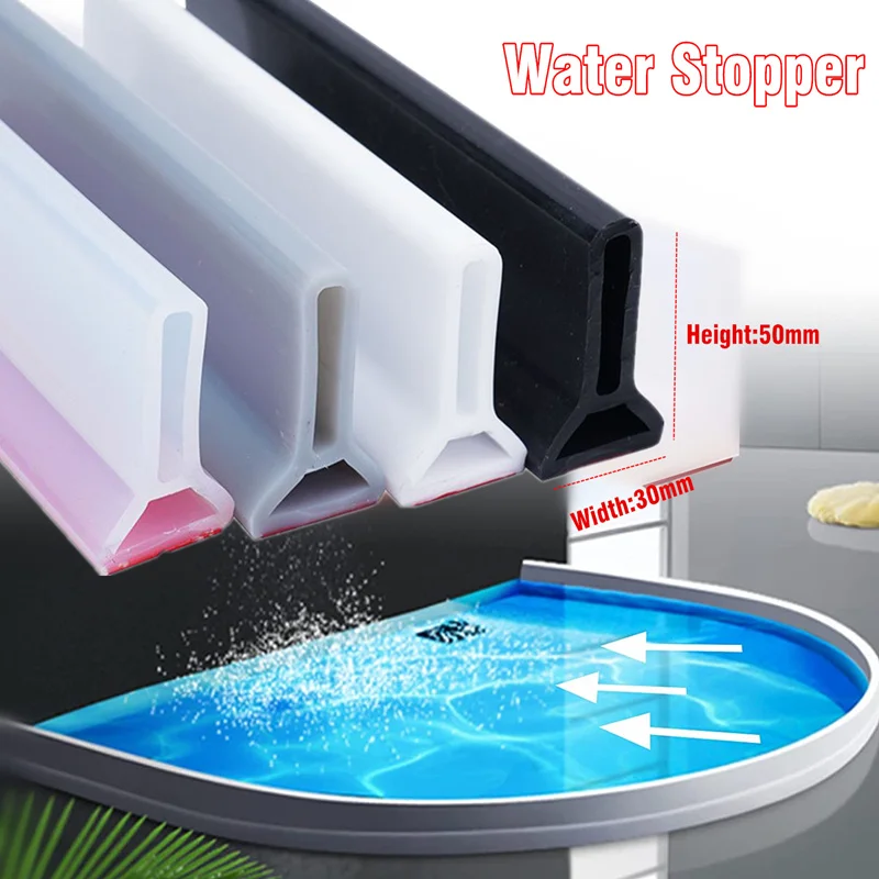 

Collapsible Shower Threshold Water Dam Barrier Retention System Keep Water Inside Waterproof Self-Adhesive Strip for Wet and Dry