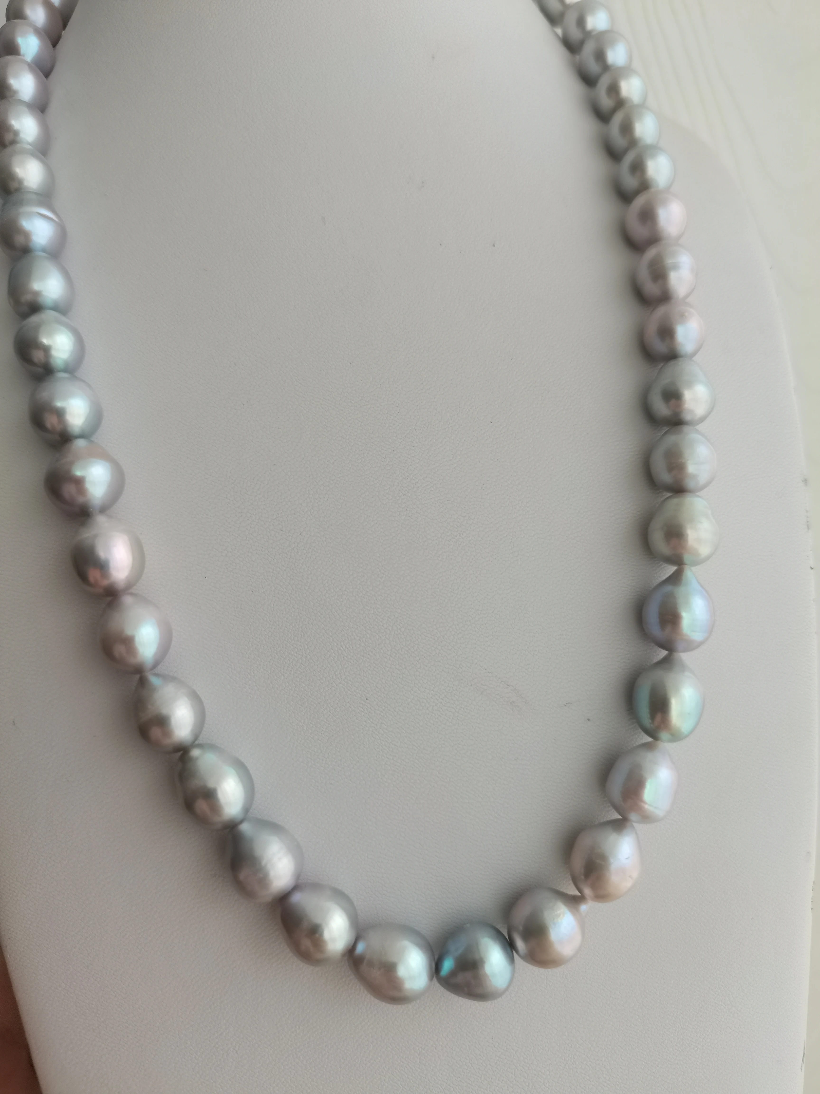 Реальное фото новинка подлинное натуральное серое жемчужное ожерелье 14 к золота