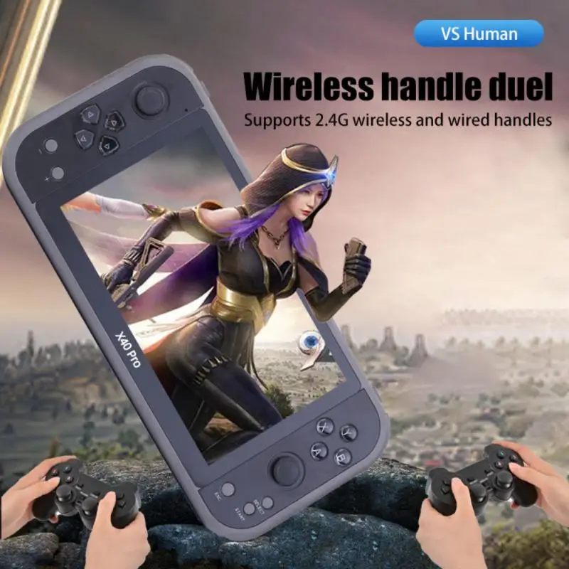 

Портативная игровая Ретро консоль X40 Pro, видео MP4 плеер с 7-дюймовым ЖК-экраном, двойная карта памяти TF для игр GBA/NES 5000