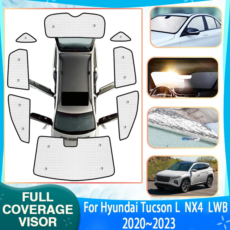

Car Full Sun Visors Cover For Hyundai Tucson L NX4 LWB 2020~2023 2021 Car Anti-UV Sunscreen Sticker Window Sunshades Accessories