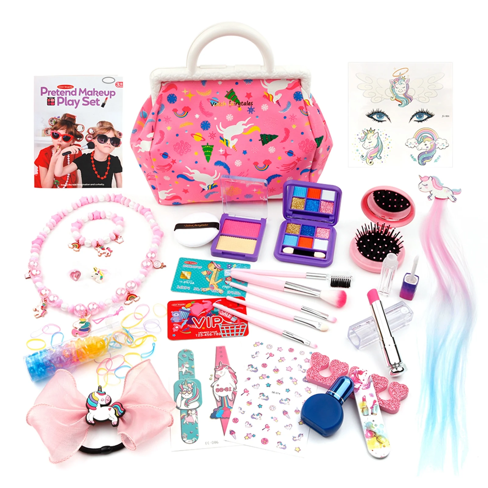 

Pretend Makeup Playset 28Pcs Kids Makeup Toys Set Pretend Makeup For Toddlers Age 3-8 With Cosmetic Bag Not Real Makeup Kids