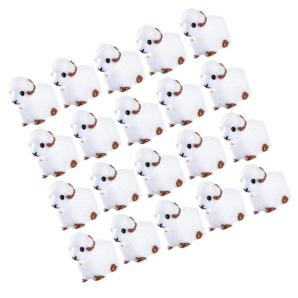 

20pcs Mini Sheep Figurines Resin Sheep Miniature Moss Ornaments for Landscape Pots