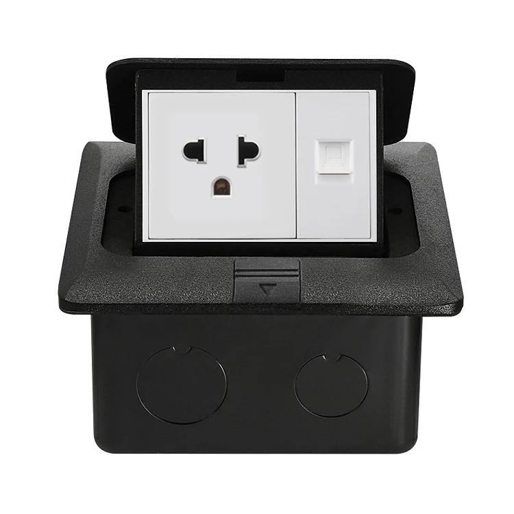 

Thai floor desktop plug damping pop-up network RJ45 American floor socket in black American aluminum alloy