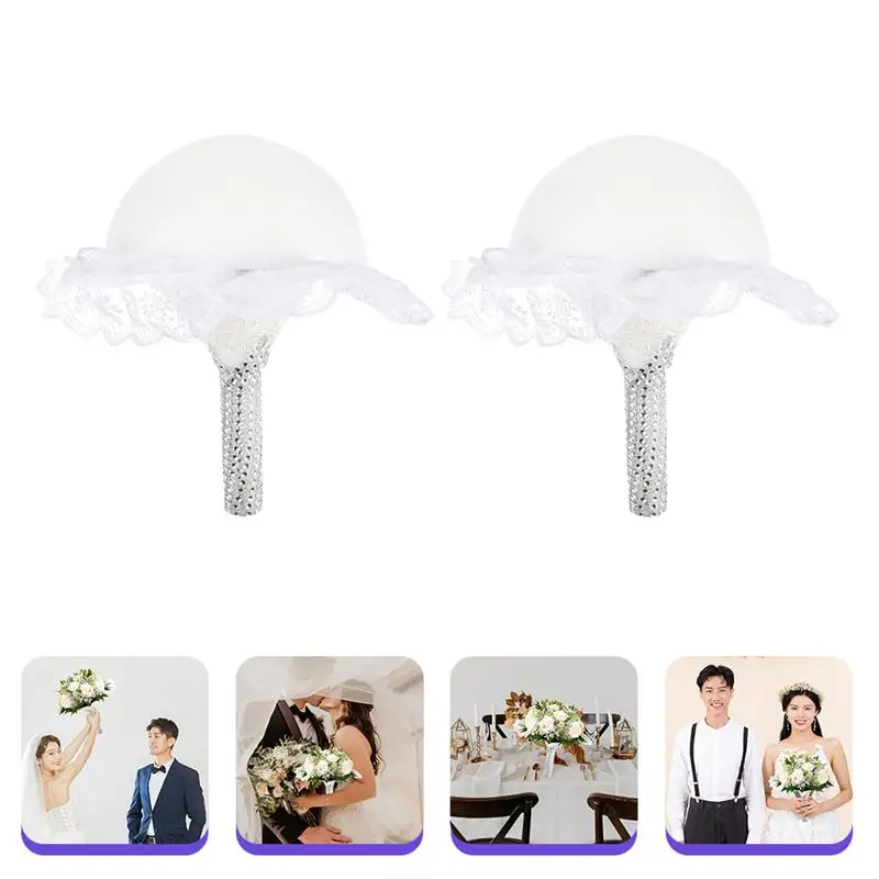 

2pcs Bridal Flower Bouquet Holder Bridal Bouquet Handle Flower DIY Accessories