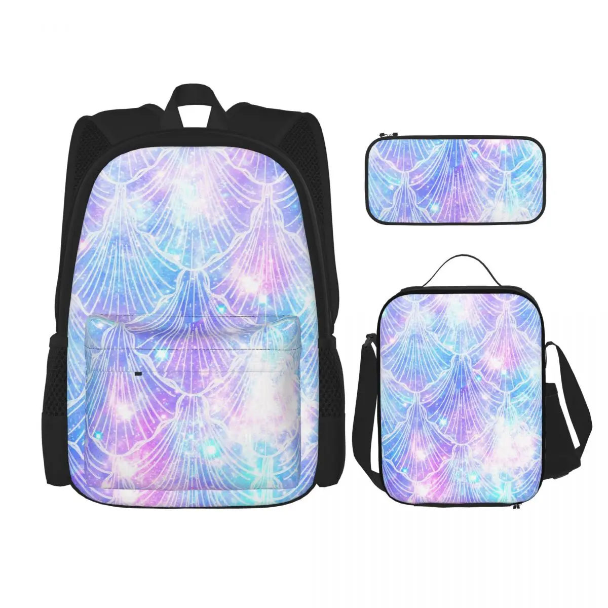 

3pcs/set Mermaid Galaxy Prints Backpacks School Bags for Boys Girls Students Travel Bag Casual Mochila