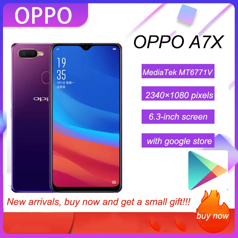 Global Firmware Oppo A7X Cell Phone Helio P60 Android 8.1 6.3