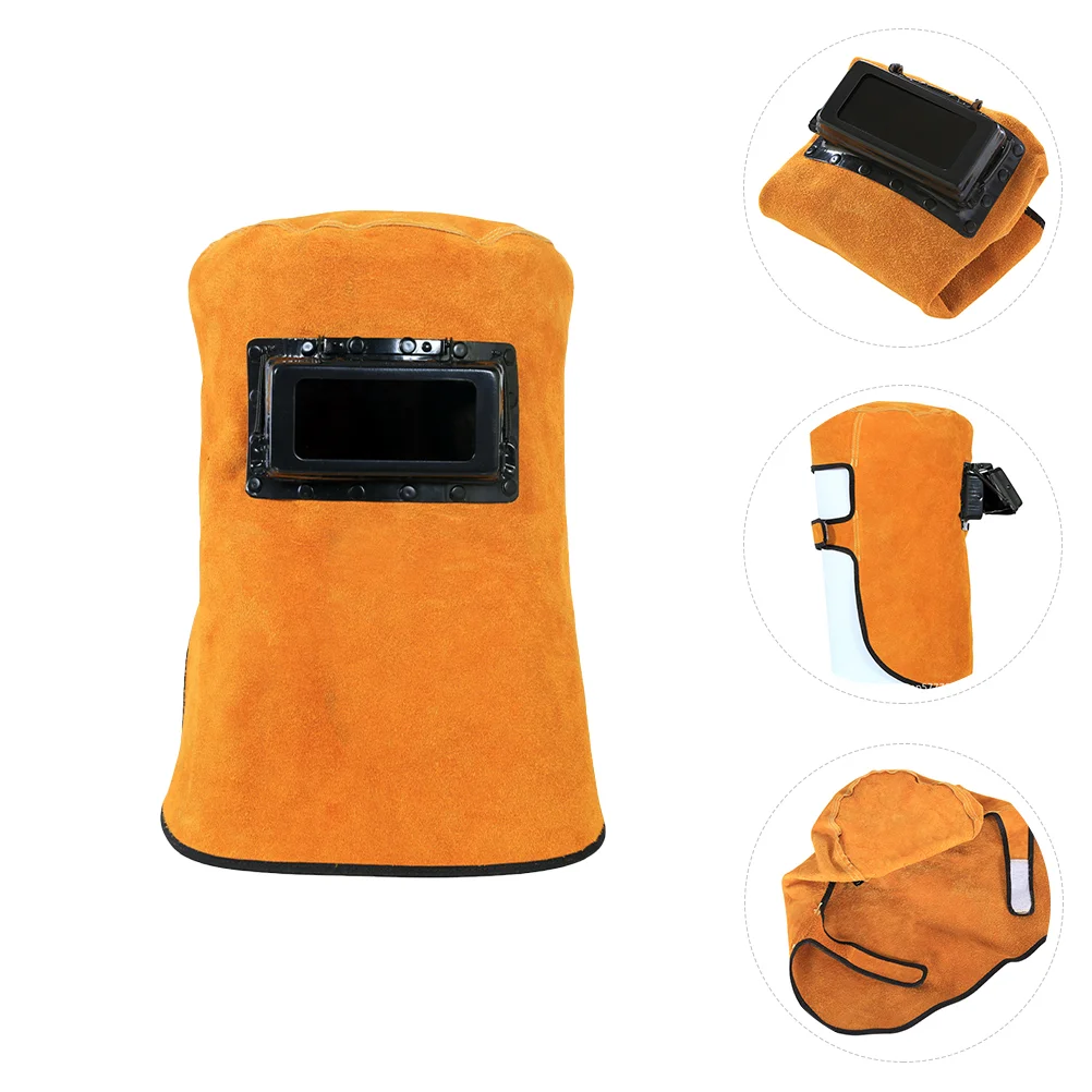 

1pc Leather Weld Face Mask Cowhide Weld Hat Practical Cover Mask Welding Protector