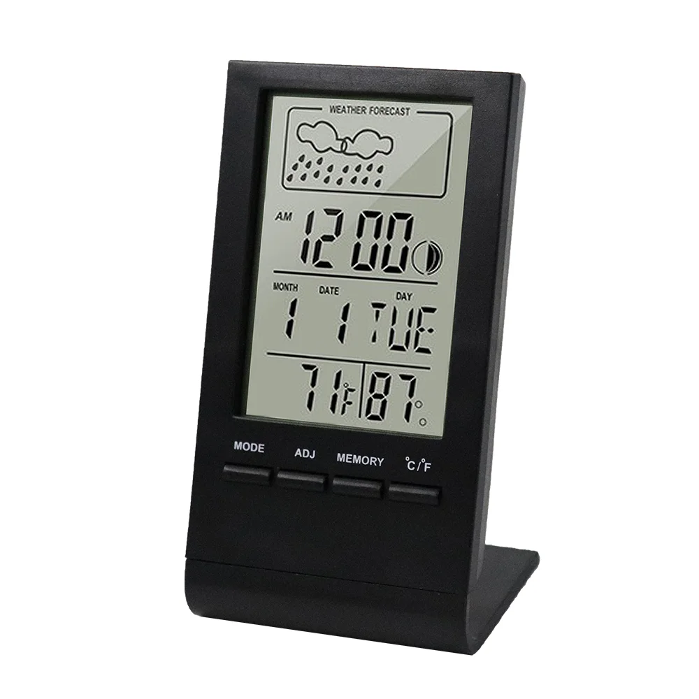 

Mini Digital Thermometer Hygrometer Indoor Temperature Humidity Meter Gauge Clock Weather Station Forecast Max Min Value Display